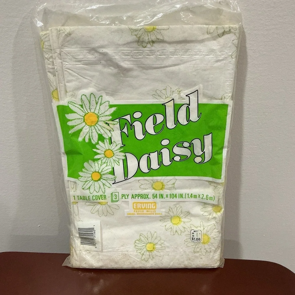 Vintage Field Daisy Paper Table Cover White Flower Floral 54